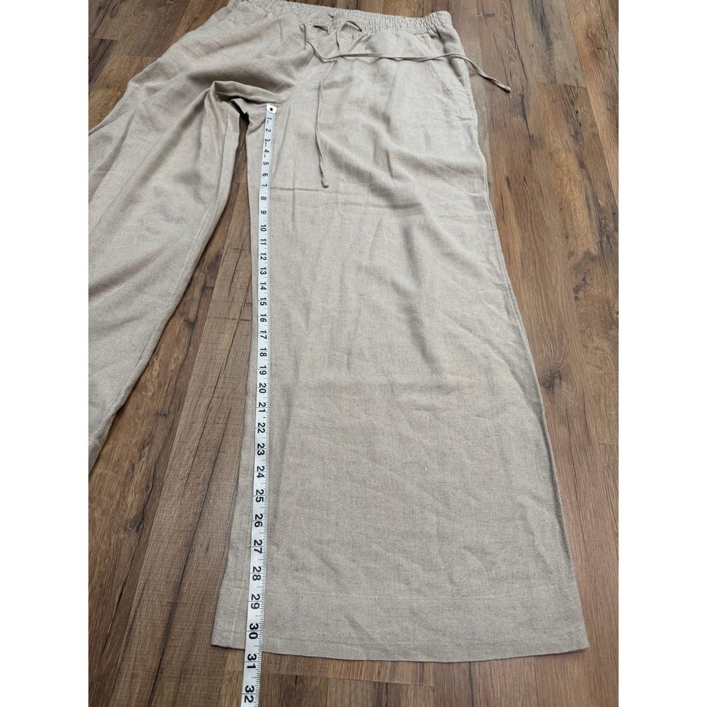 A New Day Linen Blend Wide Leg Pull On Pants Women's Large Beige - Picture 8 of 10